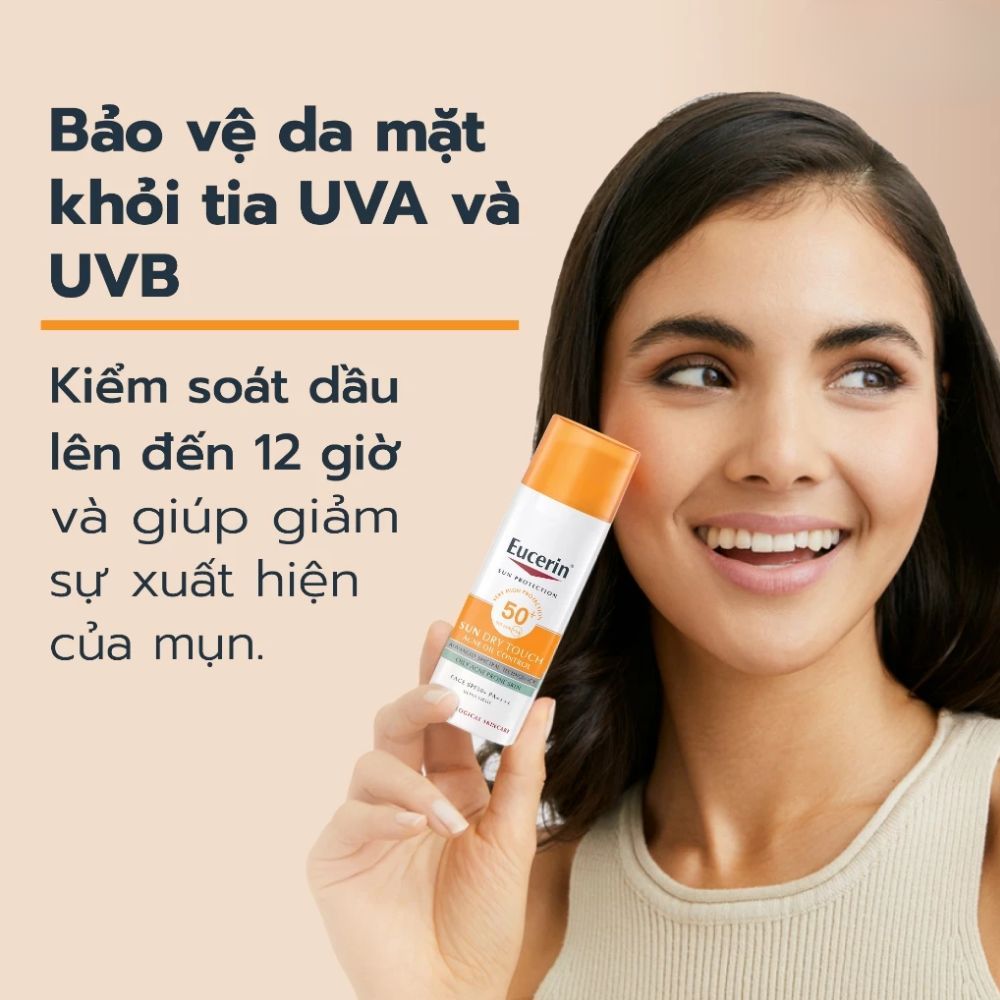 Ảnh 4 của Kem chống nắng Eucerin Sun Dry Touch SPF50+ giúp kiểm soát nhờn, ngừa mụn.
