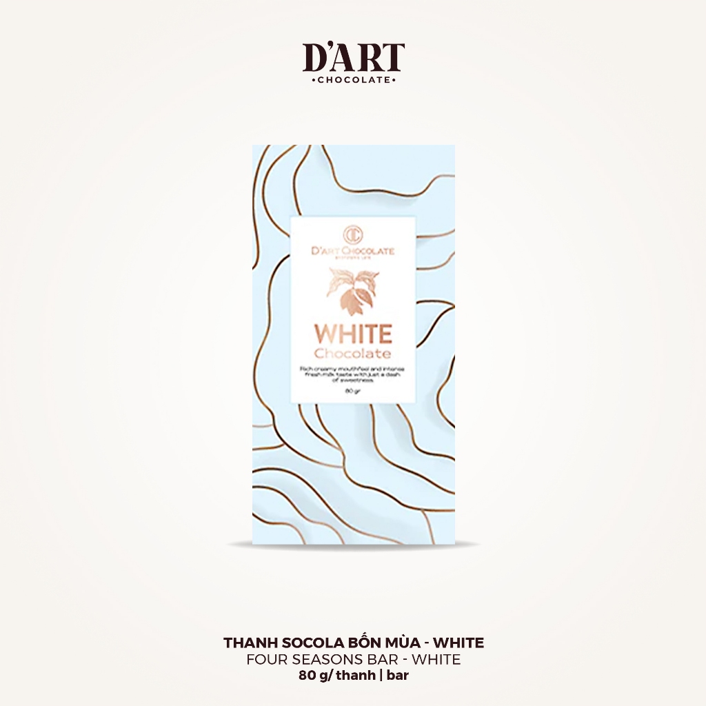 Socola Trắng Nguyên Chất 40% Cacao - Thanh Sô Cô La 80g D'art Chocolate