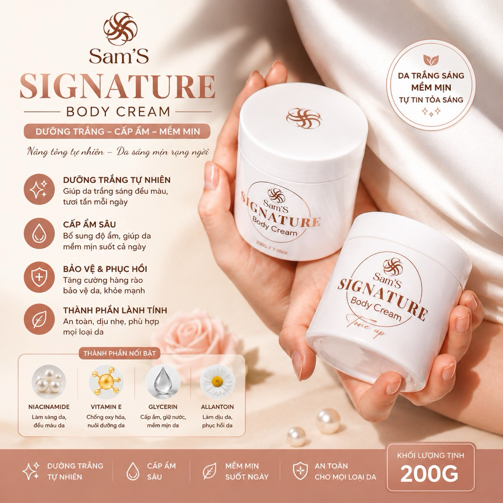 Hủ kem VIP Signature Body Cream (có make up nhẹ nhàng) dưỡng ẩm và dưỡng trắng da dành cho da khô 15