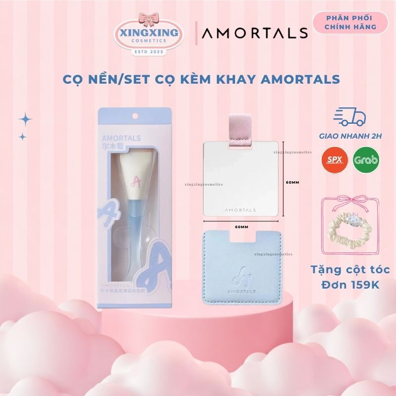 [AMORTALS] Cọ Tán Nền Kèm Khay AMORTALS Tiên Cá Đầu Vát Tán Nền Mịn Che Phủ Tự Nhiên Và Bông Mút Tán