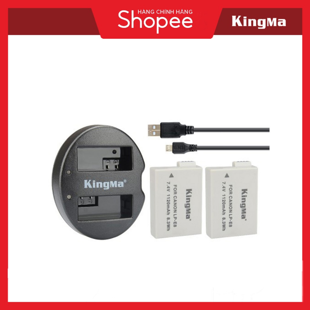 Bộ Pin Sạc Đôi Kingma Lp-E8 cho Máy Ảnh Canon 550D 600D 700D