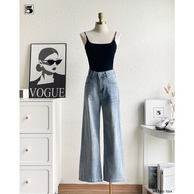 Quần jeans dáng dài, ống rộng, 3 đỉa phía trước Twentyfive 7214