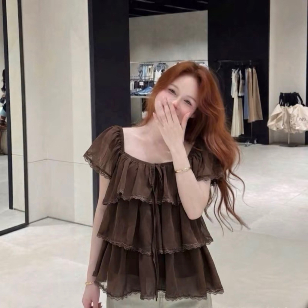 [Chuẩn QC Tơ Mềm] Áo Kiểu Nữ Tơ Tầng Tay Cánh Tiên - Áo Xoè Cổ Vuông/ Trễ Vai Điệu Đà | BigBuy360 - bigbuy360.vn
