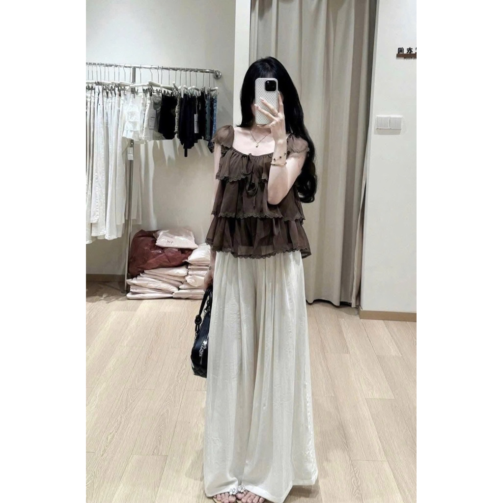 [Chuẩn QC Tơ Mềm] Áo Kiểu Nữ Tơ Tầng Tay Cánh Tiên - Áo Xoè Cổ Vuông/ Trễ Vai Điệu Đà | BigBuy360 - bigbuy360.vn