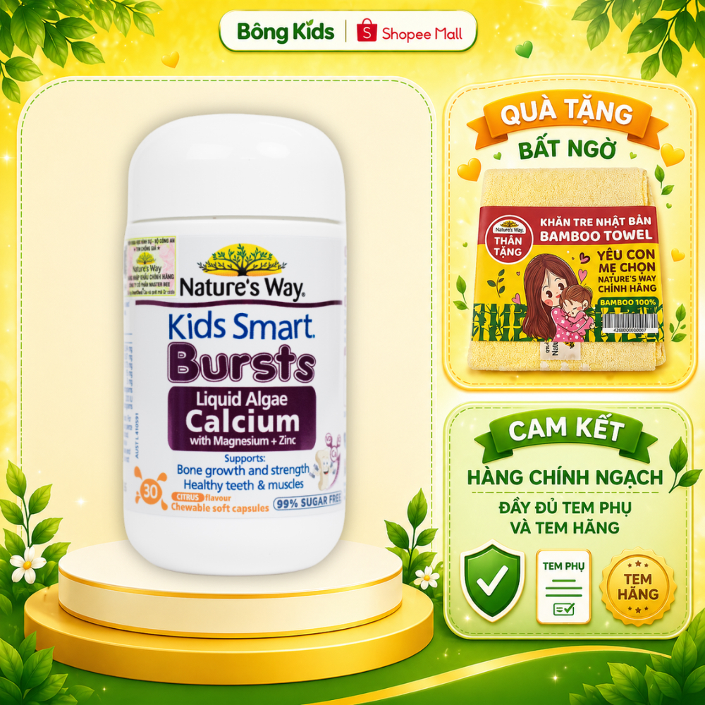 Canxi Nature's Way Calci Tổ Ong Tảo Biển Đỏ Aquamin F Hỗ Trợ Phát Triển Xương 30 Viên
