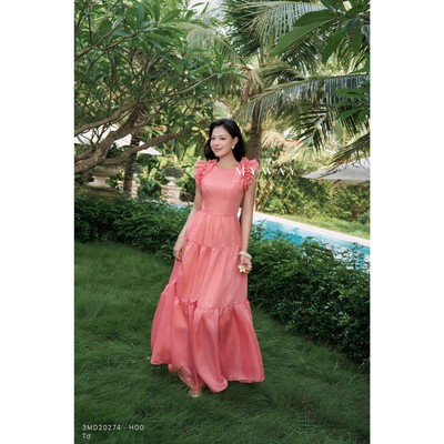 Đầm Hai Dây Maxi Nữ MY WAY Xếp Tầng Phối Bèo Quý Cô Sang Trọng 3md20274