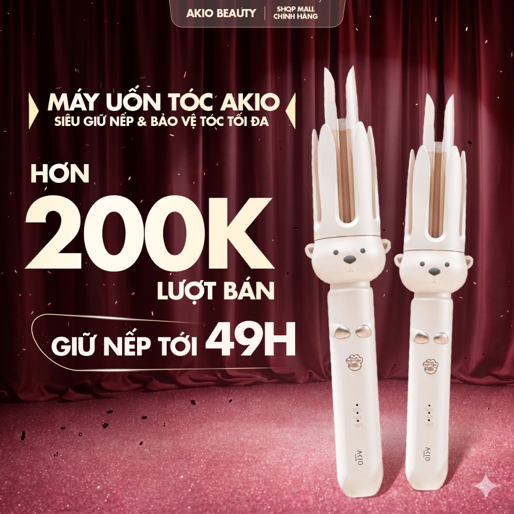 Máy uốn tóc xoăn tự động AKIO BEAUTY chất liệu gốm sứ đường kính uốn 28mm | BigBuy360 - bigbuy360.vn