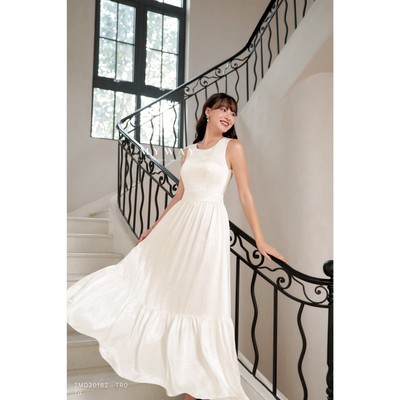 Đầm Maxi Du Lịch Nữ MY WAY Dây Đan Chéo Hở Lưng Lụa Tơ Óng Thiết Kế Cao Cấp 2md20182