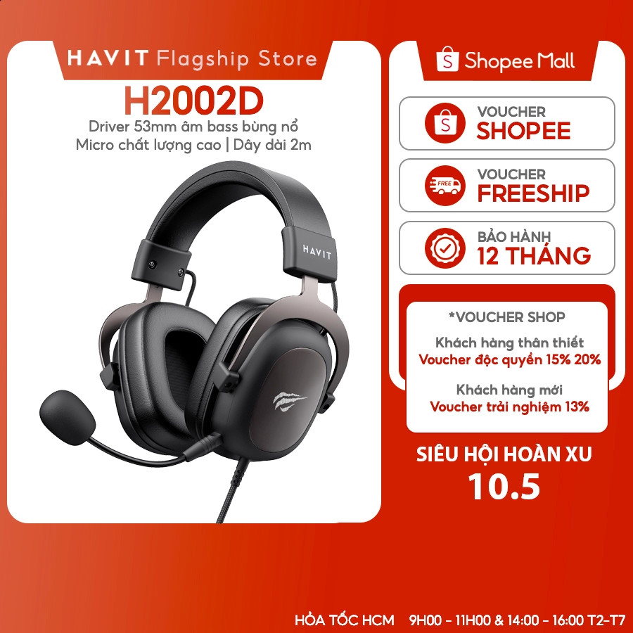 Tai Nghe Chụp Tai Có Dây Gaming Havit H2002D - Hàng Chính Hãng