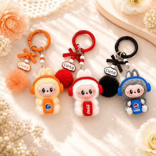 Móc khóa thỏ bông cute tai nghe – phụ kiện treo túi xách siêu xinh