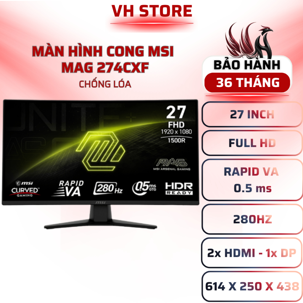 Màn Hình MSI MAG 274CXF 27" Cong 280Hz 0.5ms Gaming - BẢO HÀNH 36 THÁNG - VHSTORE