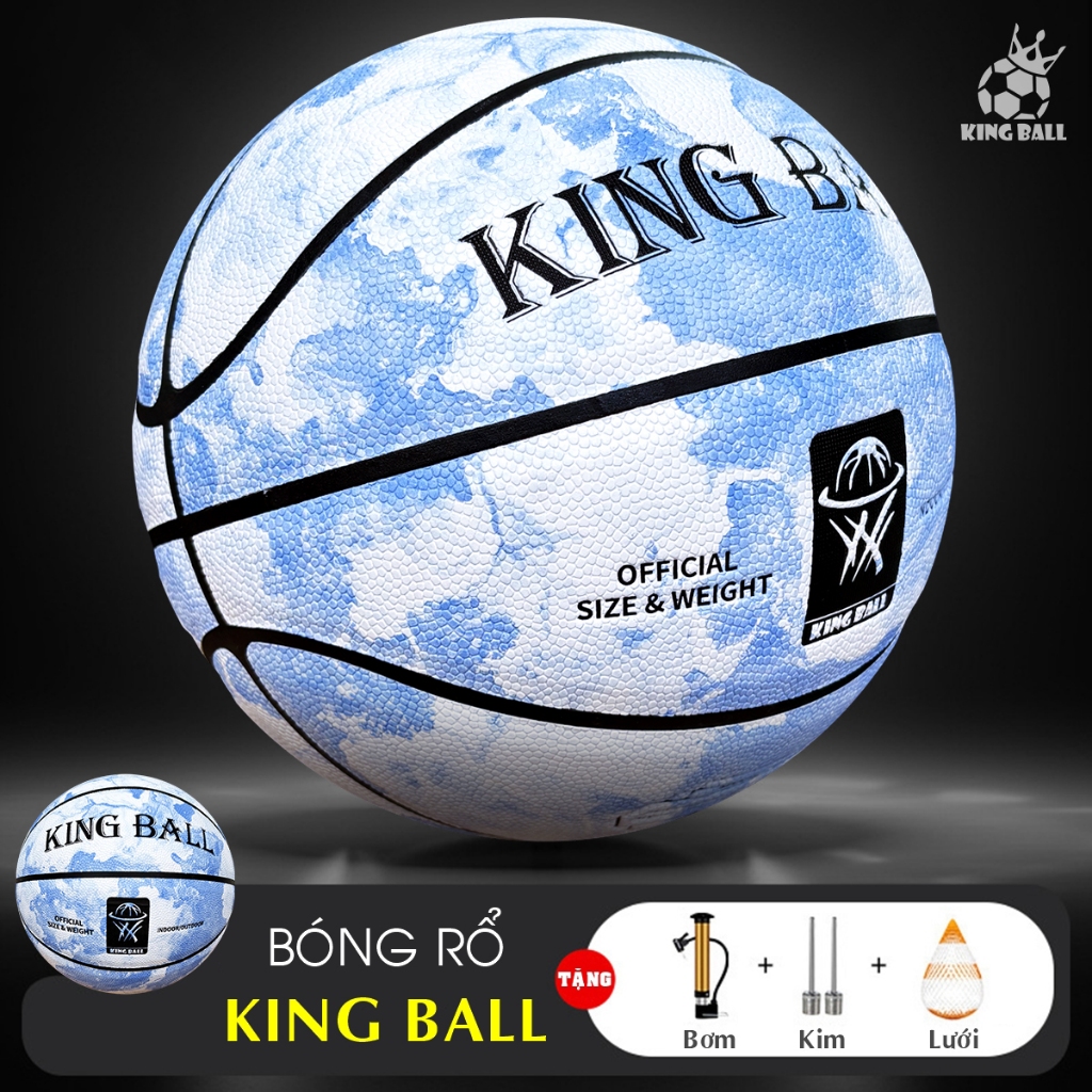 Banh Bóng Rổ King Ball Chính Hãng Size Số 5 6 7 Banh Bóng Rổ Da Cao Su Trẻ Em Nam Nữ Sân Bê Tông