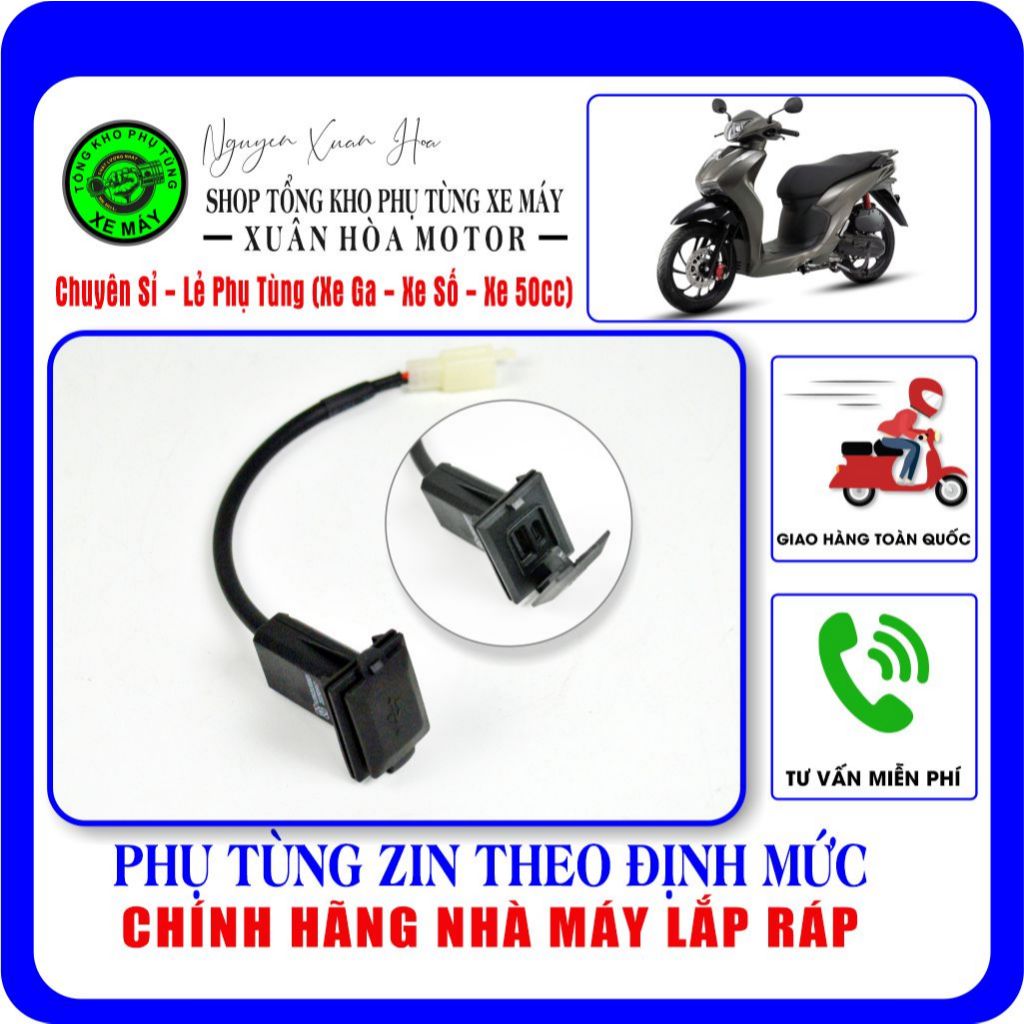 Cổng sạc USB VELIA ESPERO 50cc/ VELIA 50cc (Bao gồm 2 cổng, chân USB và Type C) Hàng nhập khẩu, chín