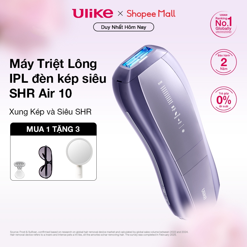 Máy triệt lông Ulike Air 10 công nghệ làm mát Ice Cooling IPL Sapphire Tím siêu xung SHR