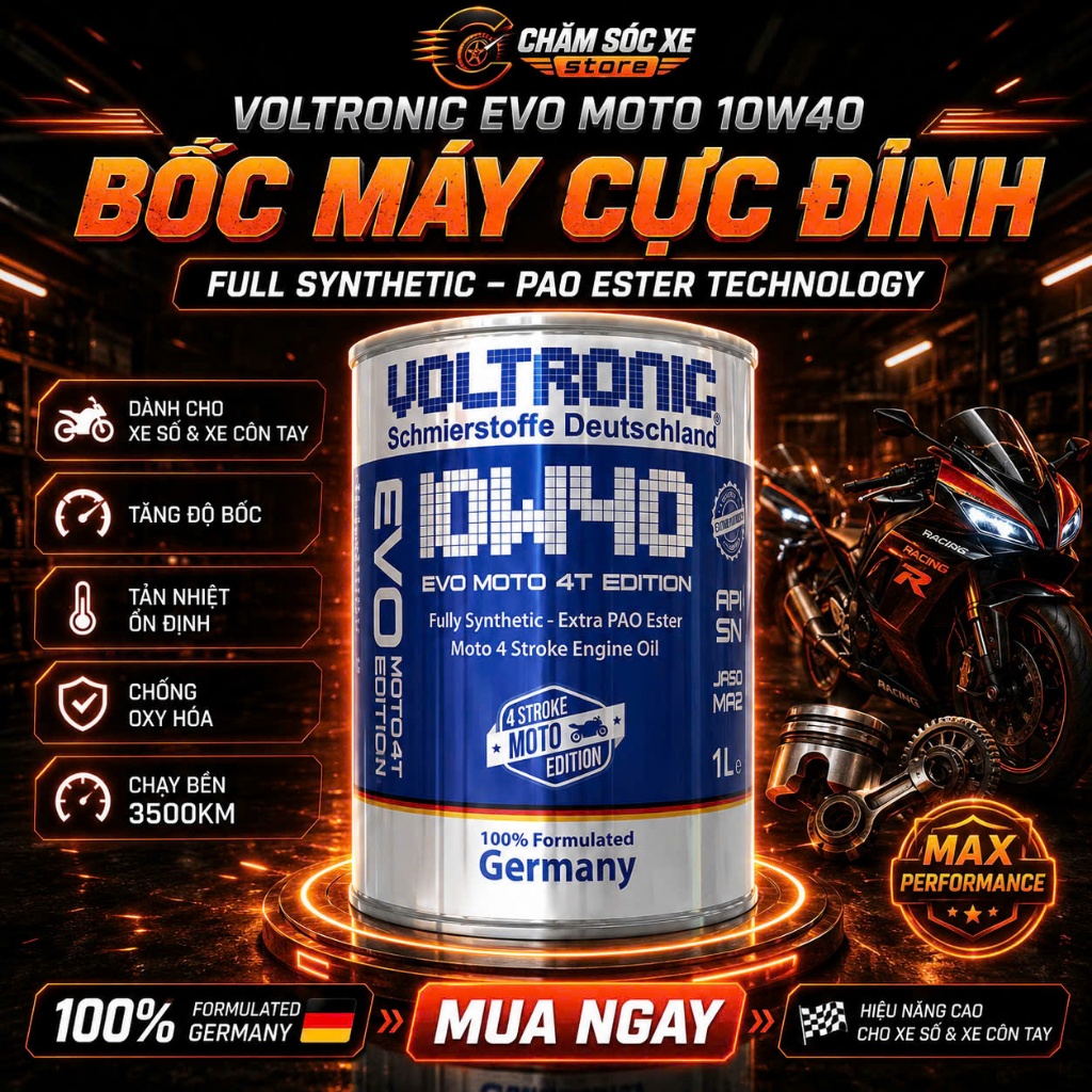 Dầu Nhớt Xe Máy Voltronic Evo Moto 10w40