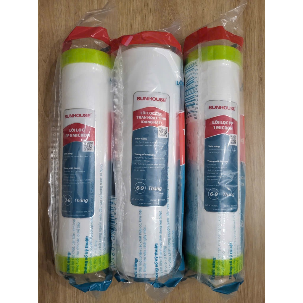 Combo 3 Lõi lọc Sunhouse 123 - Lọc thô bảo vệ màng lọc RO