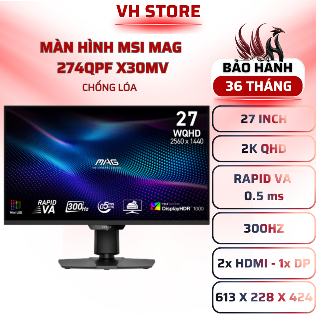 Màn Hình MSI MAG 274QPF X30MV 27" 2K 300Hz Mini-LED - BẢO HÀNH 36 THÁNG - VHSTORE