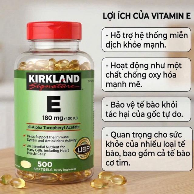 Viên Uống Vitamin E 400 IU 500 Viên Kirkland Của Mỹ 500 Viên