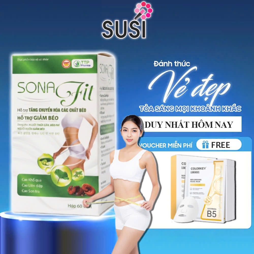 Giảm cân SONA FIT thảo mộc giảm cân diệt mỡ, viên giảm cân an toàn tiện lợi hộp 60 Viên