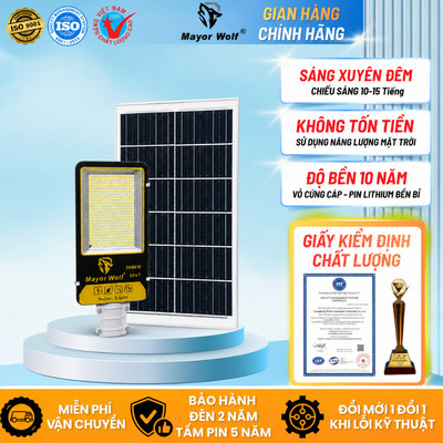 Đèn Bàn Chải Năng Lượng Mặt Trời Mayor Wolf Đa Dạng Công Suất, Cho Sân Vườn, Kho Bãi, Bãi Xe BC2