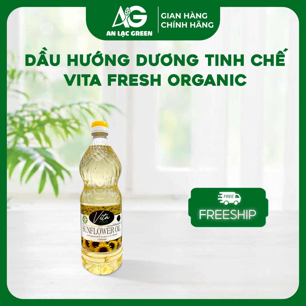 Dầu hướng dương hữu cơ Vita Fresh (PREMIUM), Non GMO & chứng nhận hữu cơ nội địa Nga - chai 1 lít