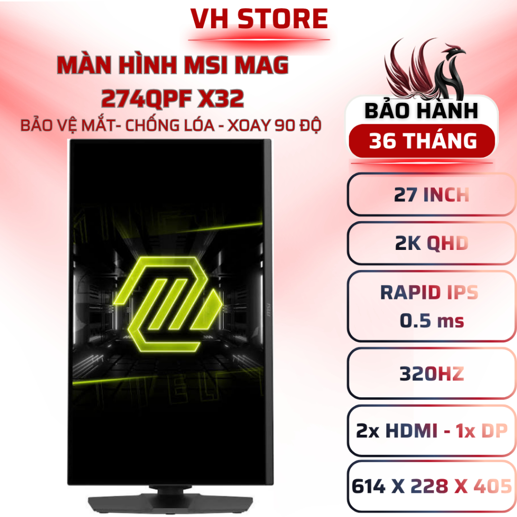 Màn Hình MSI MAG 274QPF X32 27" 2K 320Hz Rapid IPS - BẢO HÀNH 36 THÁNG - VHSTORE
