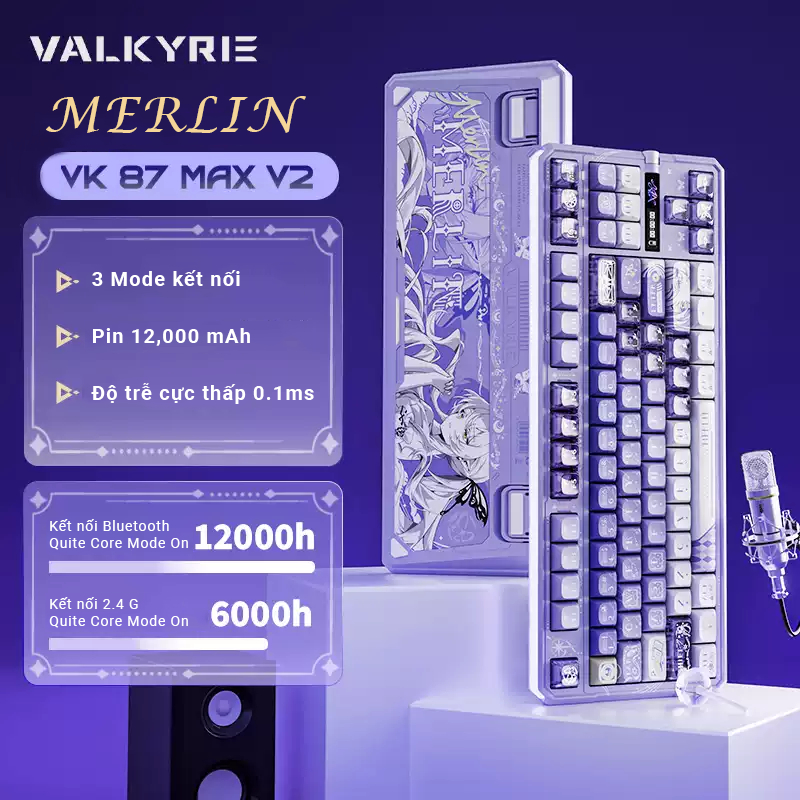 Bàn phím cơ Valkyrie VK87 V2 - Nâng cấp mạnh mẽ Pin 12000 mAh - Dual 8K Return Rate - BH 12T | BigBuy360 - bigbuy360.vn