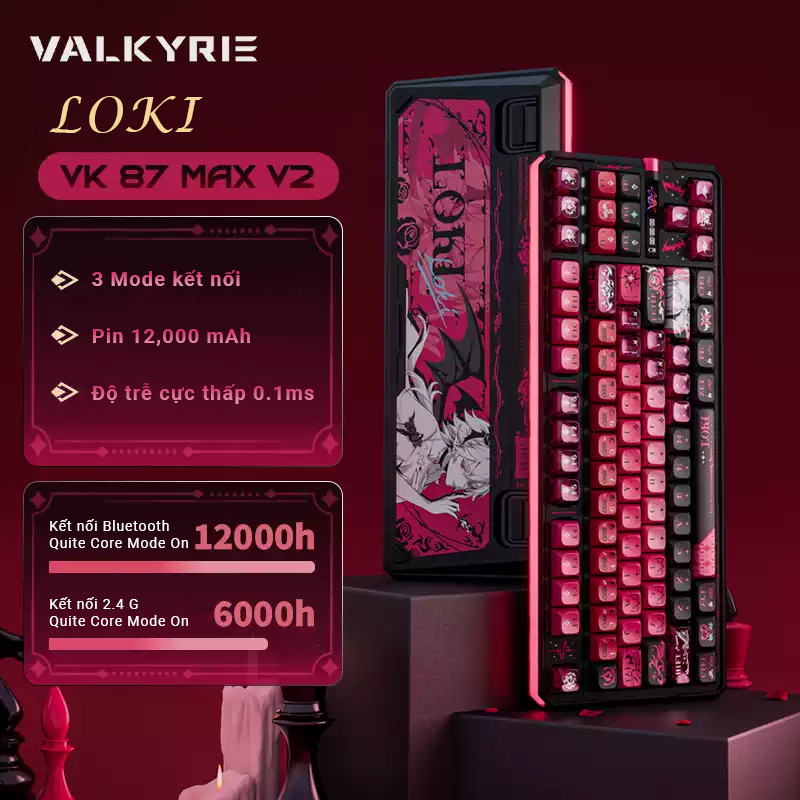 Bàn phím cơ Valkyrie VK87 V2 - Nâng cấp mạnh mẽ Pin 12000 mAh - Dual 8K Return Rate - BH 12T | BigBuy360 - bigbuy360.vn