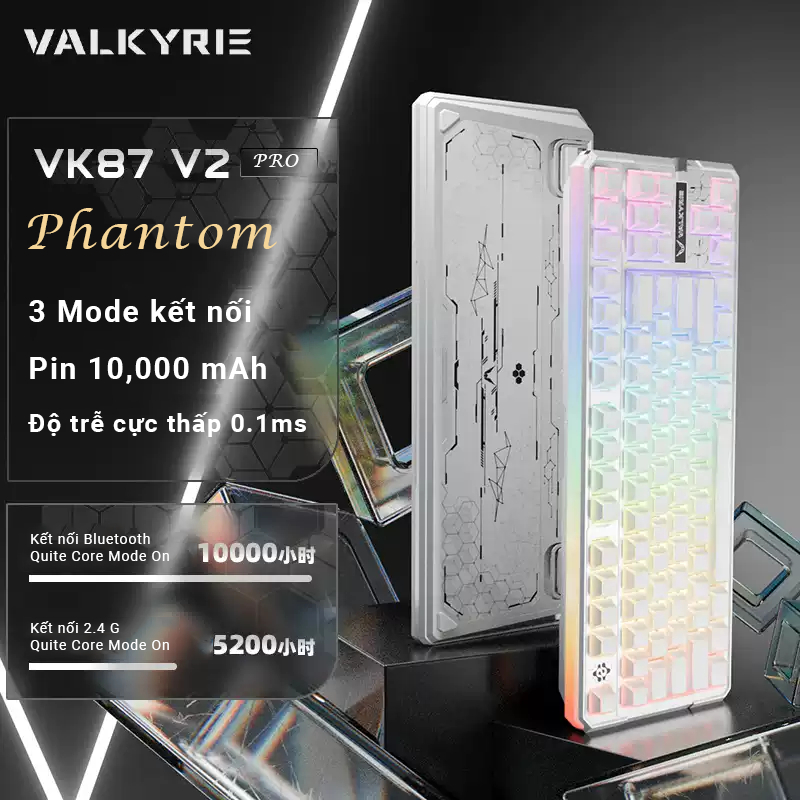 Bàn phím cơ Valkyrie VK87 V2 - Nâng cấp mạnh mẽ Pin 12000 mAh - Dual 8K Return Rate - BH 12T | BigBuy360 - bigbuy360.vn
