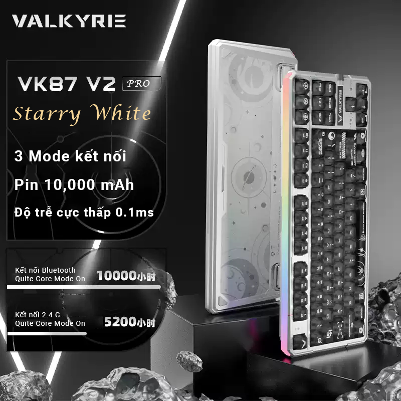 Bàn phím cơ Valkyrie VK87 V2 - Nâng cấp mạnh mẽ Pin 12000 mAh - Dual 8K Return Rate - BH 12T | BigBuy360 - bigbuy360.vn