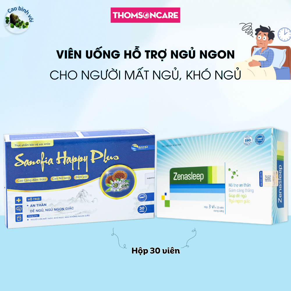 Viên uống ngủ ngon có Melatonin Sanofia Happy Plus, kẹo ngủ melatonin giúp an thần, dễ ngủ, ngủ ngon