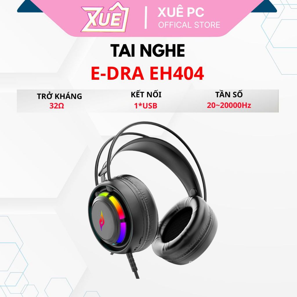 TAI NGHE GAMING CÓ DÂY EDRA EH404 USB LED RGB | CHÍNH HÃNG | Bảo Hành 24 Tháng