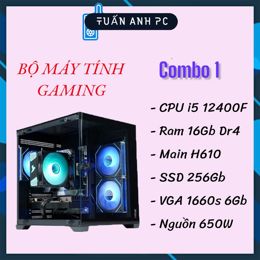 Bộ máy tính gaming main H610, I5 12400F, ram 32GB