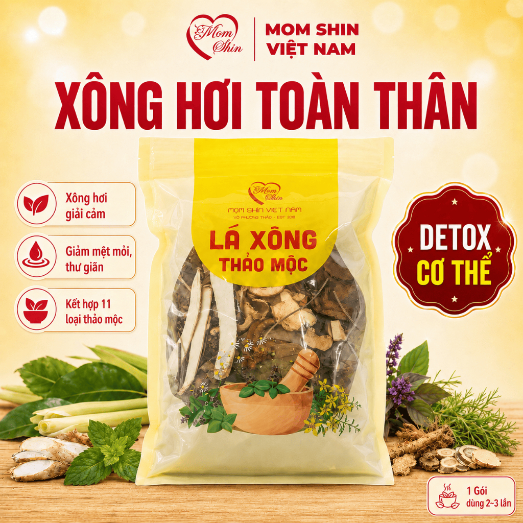 GÓI XÔNG HƠI THẢO MỘC MOM SHIN, Lá xông hơi toàn thân, giải cảm, detox, giảm mệt mỏi, thư giãn