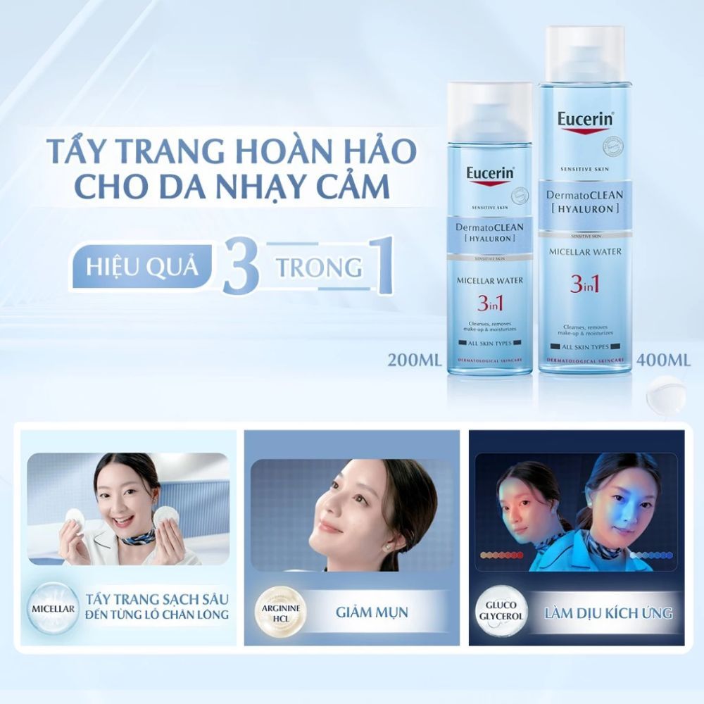 Ảnh 6 của Nước tẩy trang Eucerin DermatoCLEAN Micellar dịu nhẹ cho da nhạy cảm