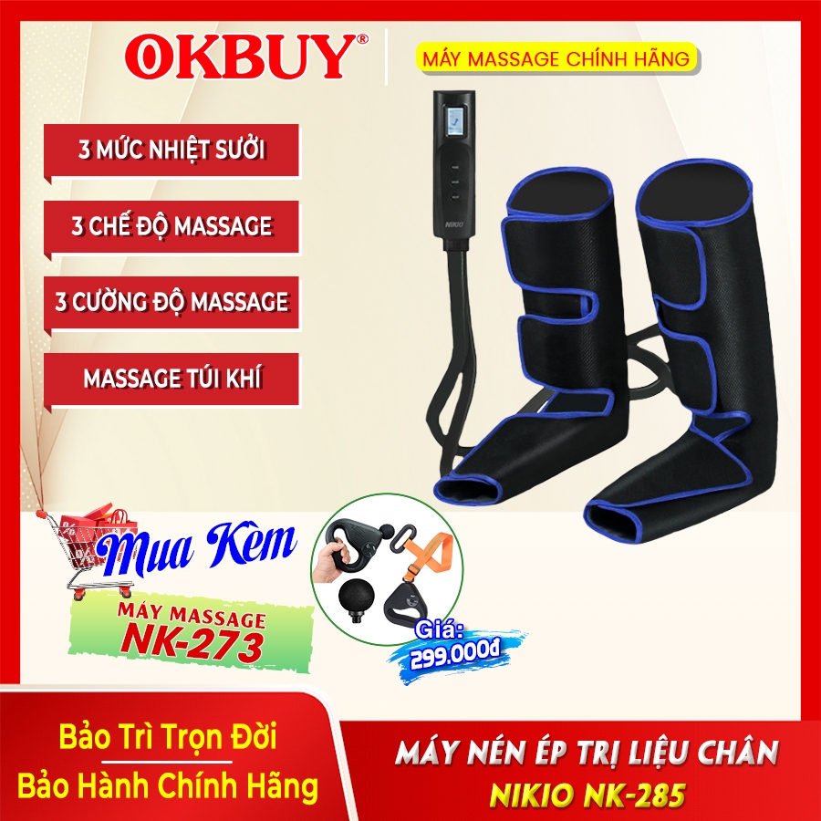 Máy massage chân nén khí Nikio NK-285 - Xanh lá, 420x270mm, 1.2kg