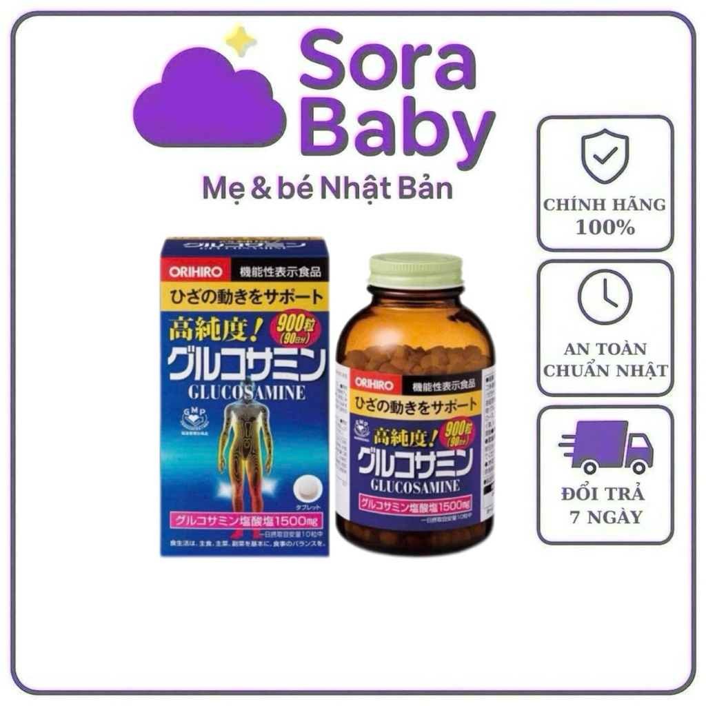 Viên Uống Glucosamine 1500mg Orihiro 360v, 900v, 950v Nhật Bản – Hỗ Trợ Xương Khớp Khỏe Mạnh