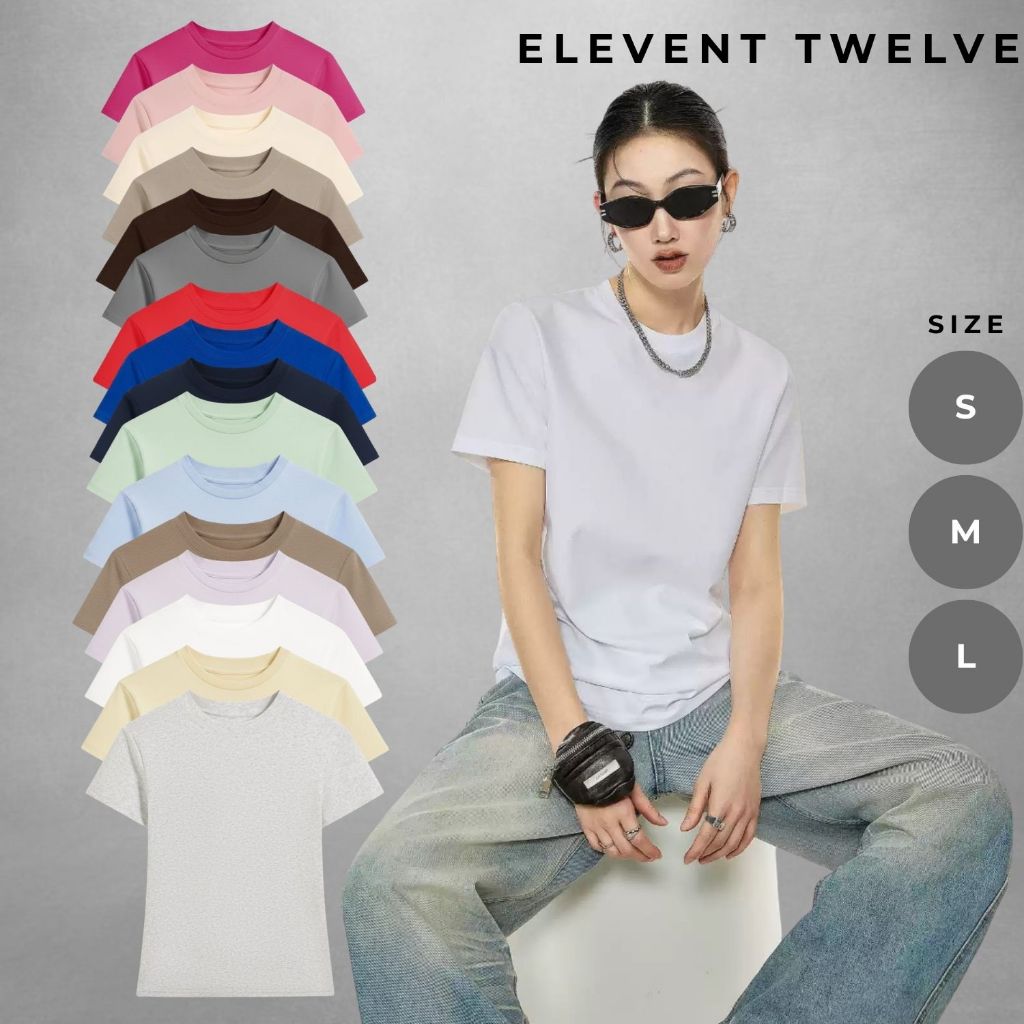 Áo thun nữ Elevent Twelve áo phông nữ babytee basic cotton 100% cao cấp co giãn 2 chiều ôm body