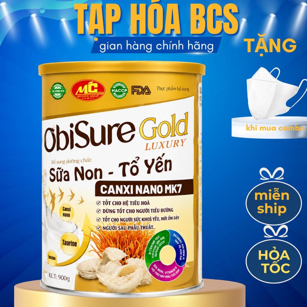 ObiSure Gold Luxury Sữa Non Tổ Yến Canxi Nano MK7 900g – Bổ Sung Dinh Dưỡng Toàn Diện