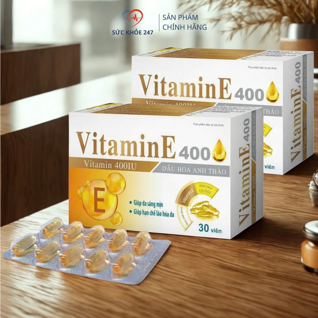 Combo 2 Hộp Vitamin E 400IU Dầu Hoa Anh Thảo & Lô Hội - Giúp Sáng Da, Giảm Nếp Nhăn, Ngừa Lão Hóa