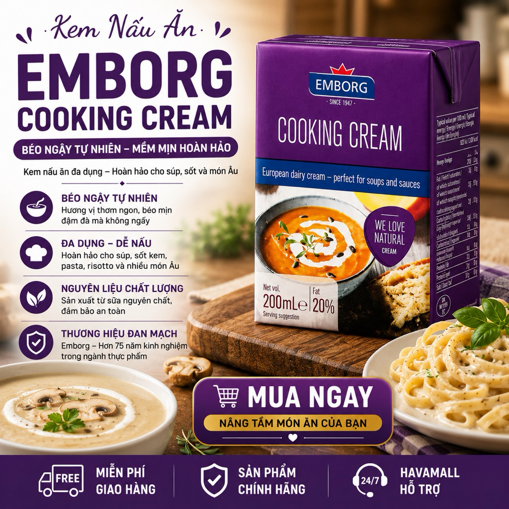 Kem Sữa Chế Biến – Cooking Cream Emborg 200ml