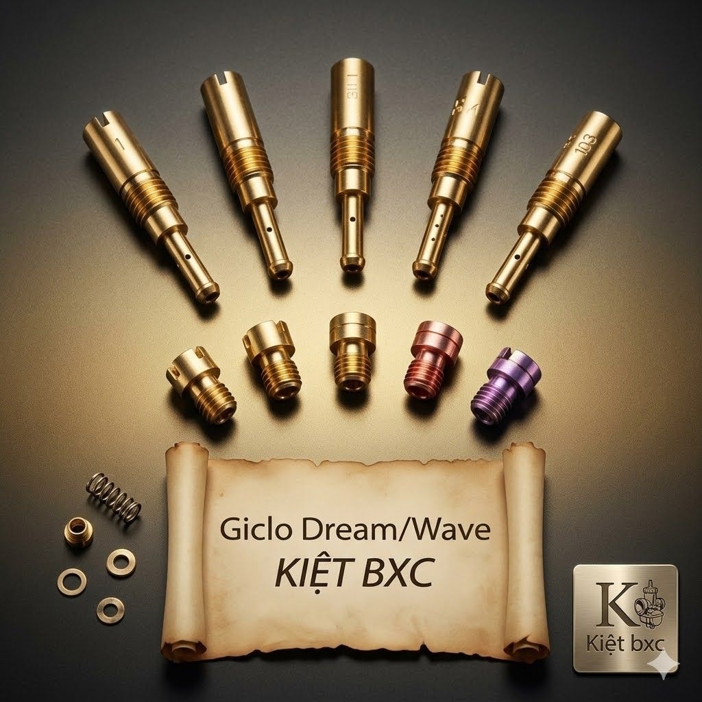 BÌNH XĂNG CON: 10 GICLO CHÍNH PHỤ DREAM/WAVE/CUB