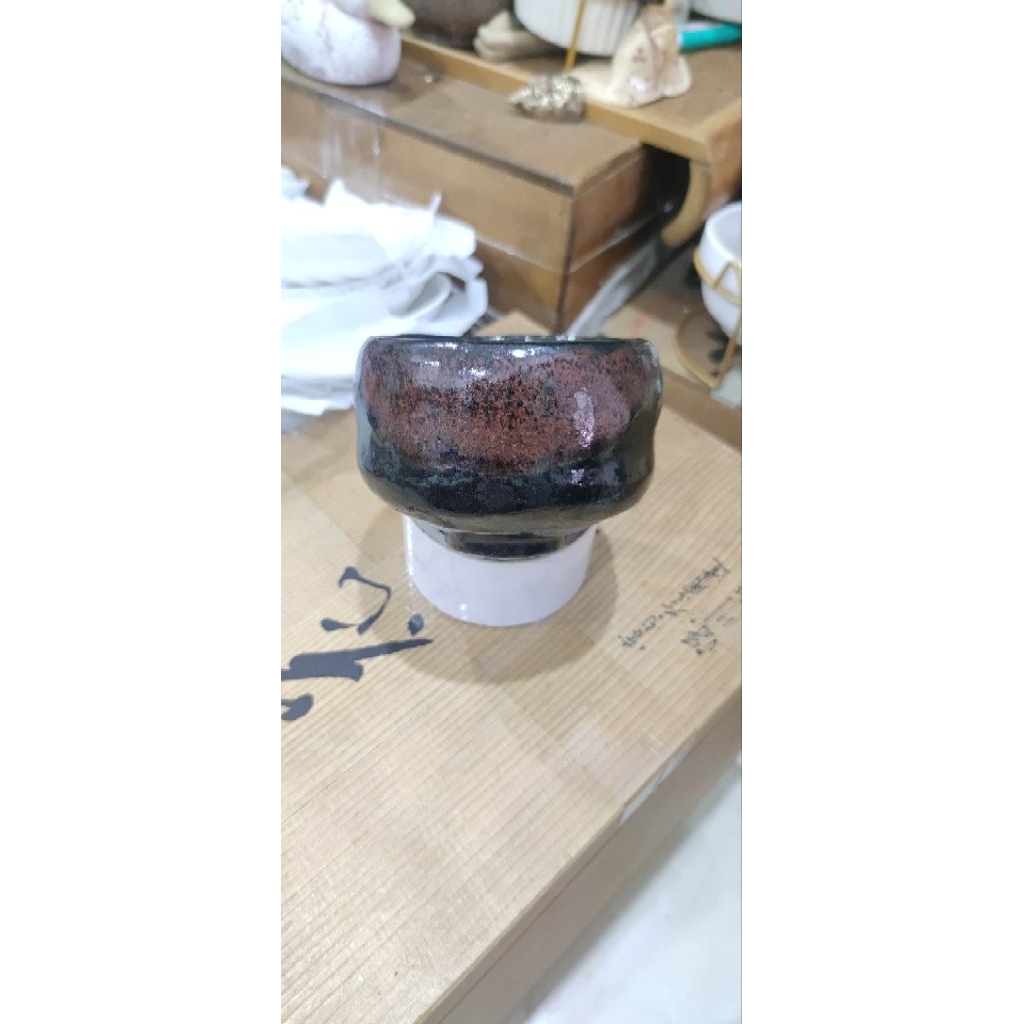 Bát chawan raku thuý hồng và chawan shino tuyết