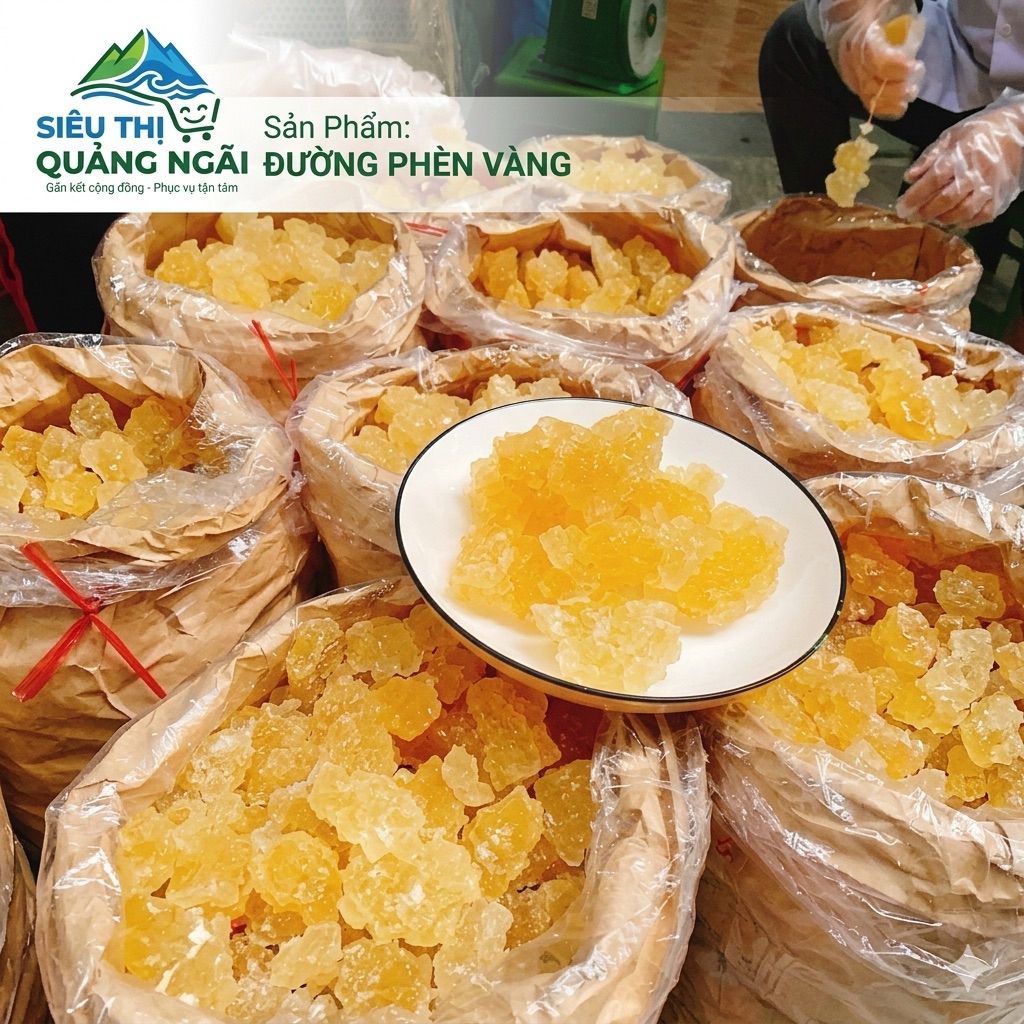 Combo 10kg Đường Phèn Vàng Đẹp Cục To Quảng Ngãi  ( Cây 10kg ) Nguyên Chất Không Tẩy Hay Phẩm Màu