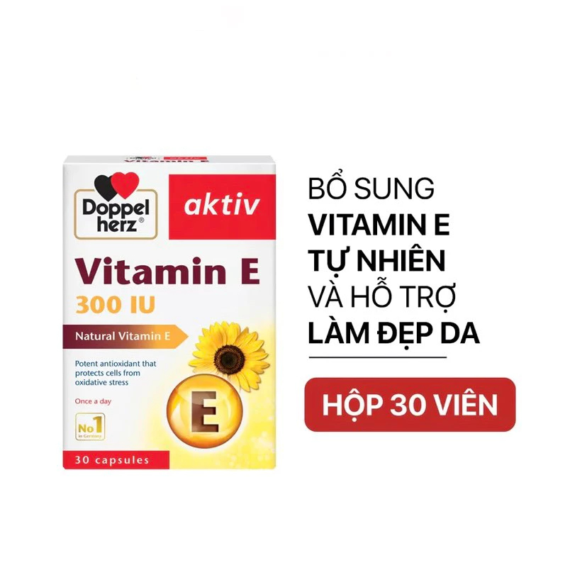 Aktiv Vitamin E Doppelherz từ Đức - Bổ Sung Vitamin E Hỗ trợ làn da khỏe mạnh và hỗ trợ làm chậm quá