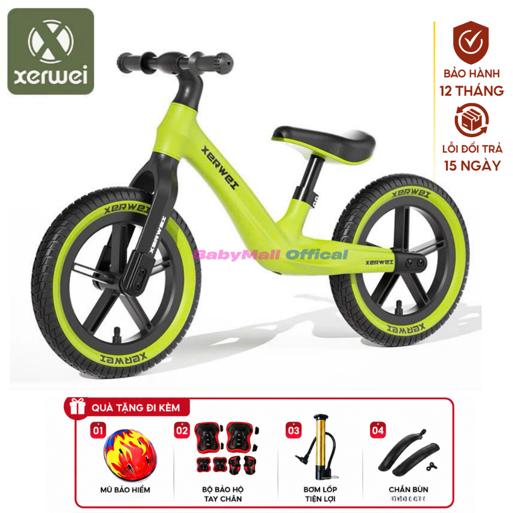 Xe Chòi Chân cho bé XERWEI, Xe cho bé cao từ 80-130cm. Tặng Sét Mũ Bảo Hiểm…