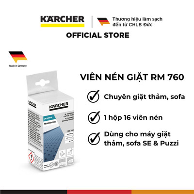 [Sản xuất Đức] Viên nén giặt thảm Karcher RM 760 - Chuyên dùng cho máy giặt thảm SE, puzzi - 1 hộp 16 viên