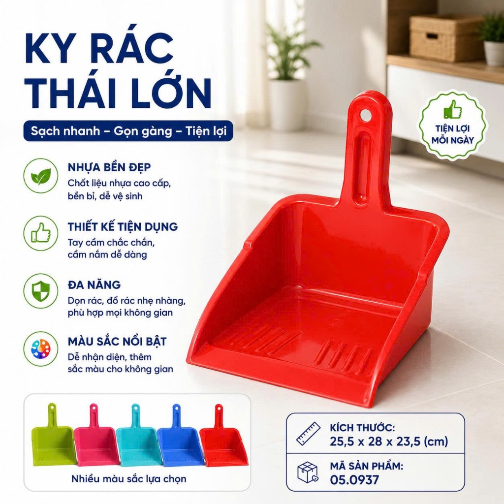[Hỏa Tốc] Ky Hốt Rác Nhựa - Ky Hốt Rác Thái Lớn Có Móc Treo