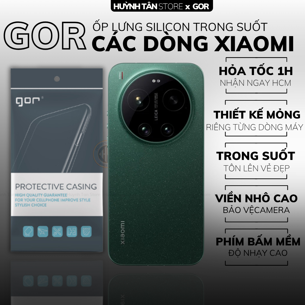 Ốp lưng điện thoại Xiaomi Mi 17 promax 15 ultra 17T 14t 14 pro max trong suốt silicon siêu mỏng GOR
