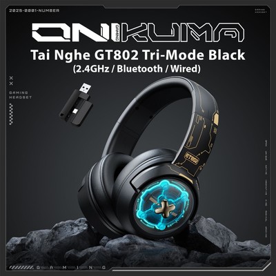Tai Nghe ONIKUMA GT802 (2.4G+Bluetooth+Wired) Tri-Mode Black